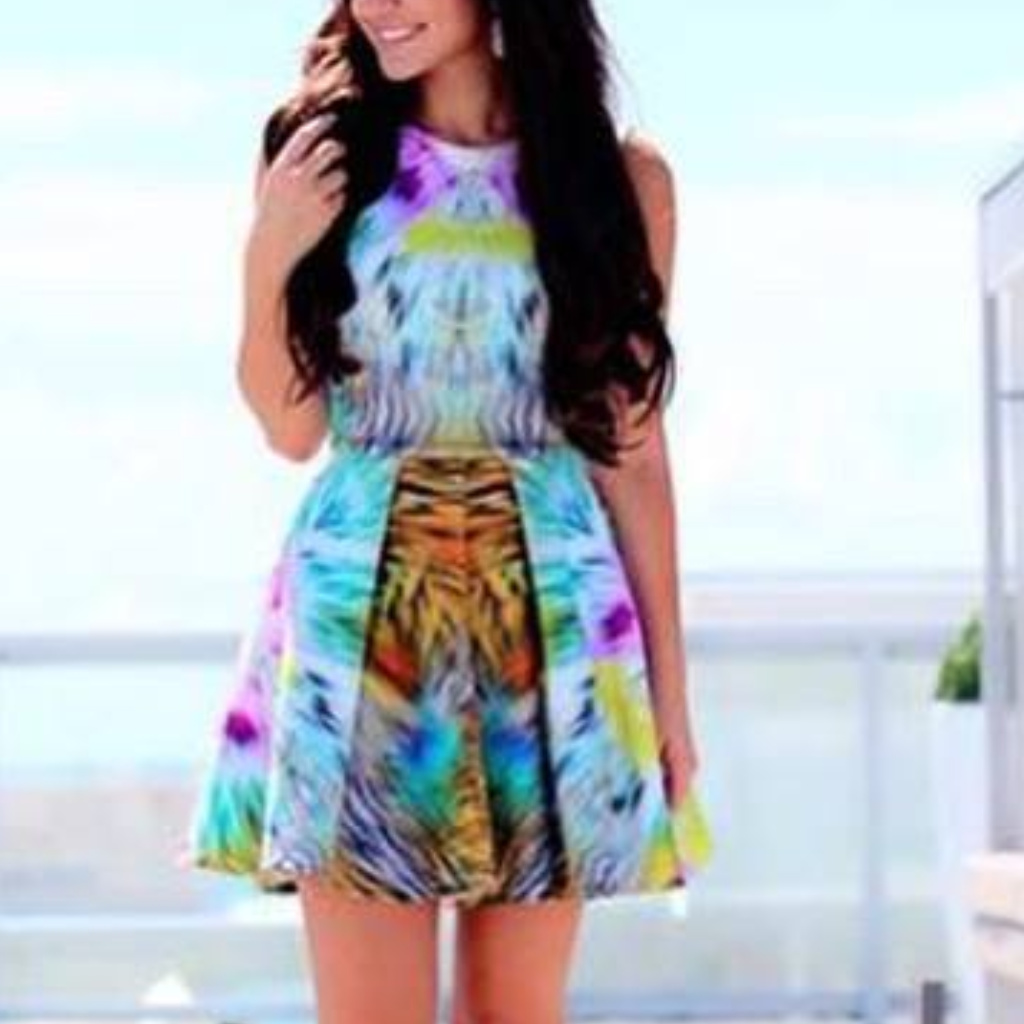 Bebe Casual Dress Tie-Dye Beautiful Multicolor Xs
